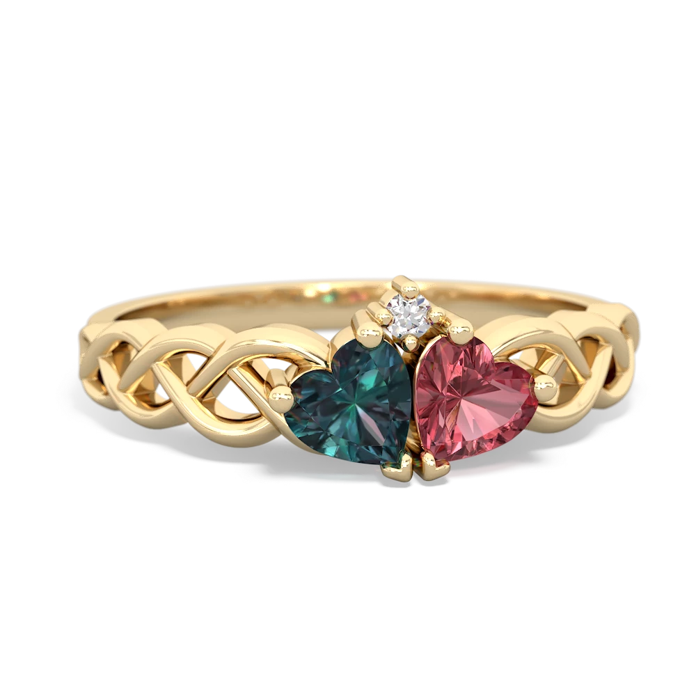 Alexandrite Heart To Heart Braid 14K Yellow Gold ring R5870