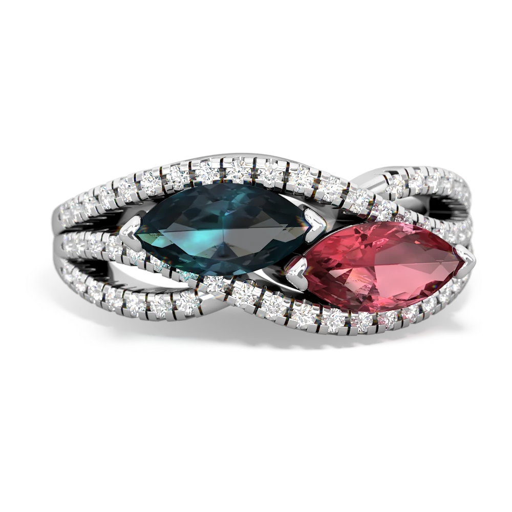 Alexandrite Diamond Rivers 14K White Gold ring R3070