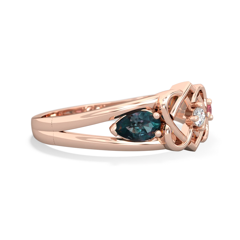 Alexandrite Hearts Intertwined 14K Rose Gold ring R5880