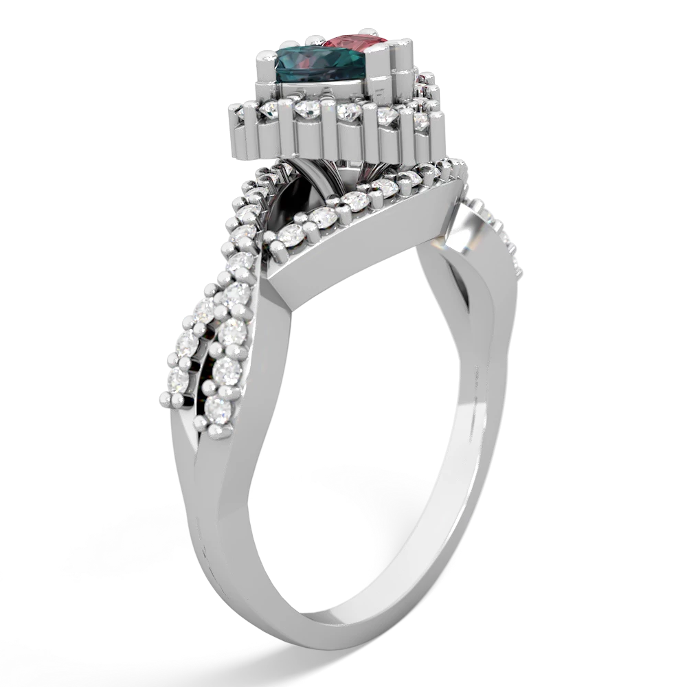 Alexandrite Diamond Twist 'One Heart' 14K White Gold ring R2640HRT