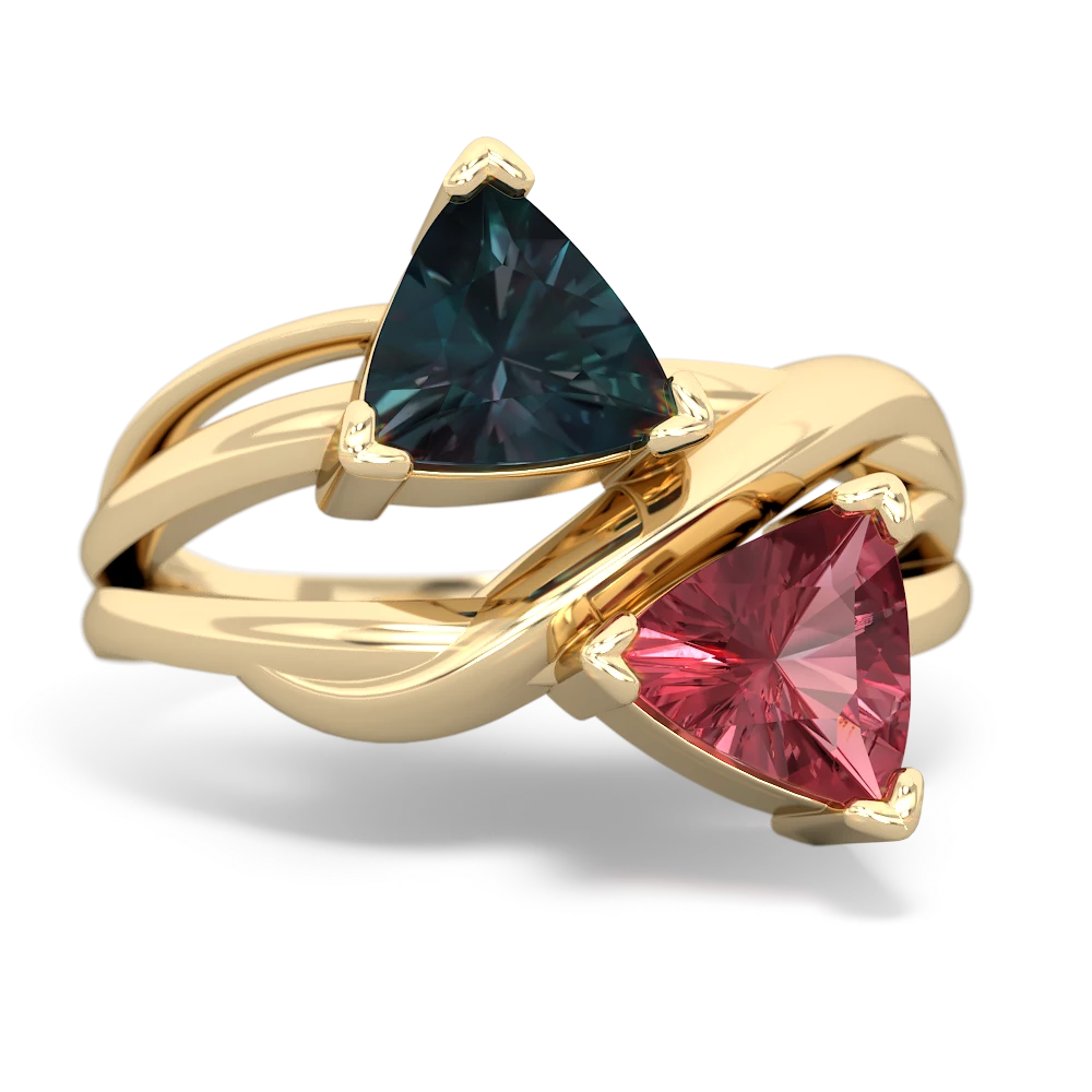 Alexandrite Split Band Swirl 14K Yellow Gold ring R2341