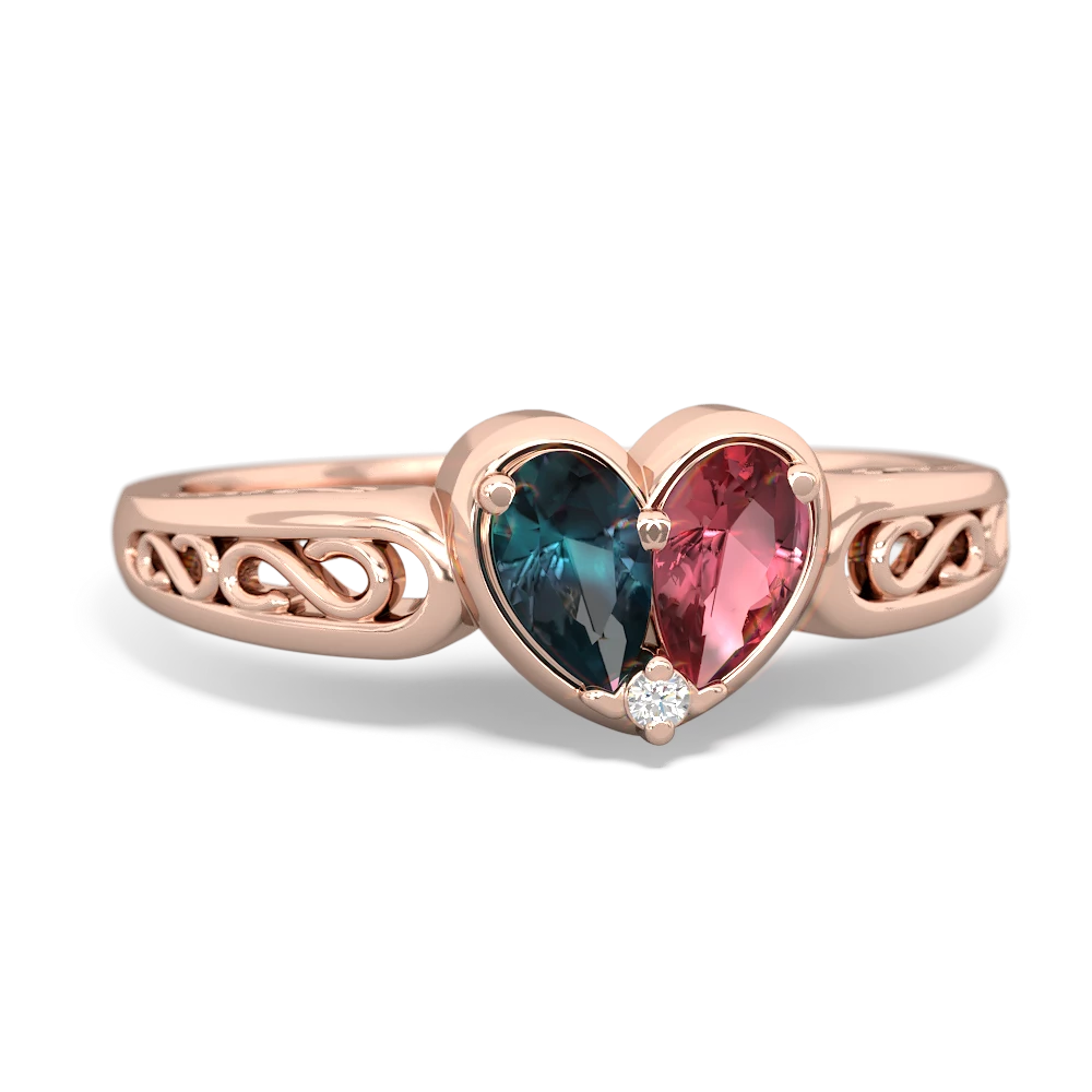 Alexandrite Filligree 'One Heart' 14K Rose Gold ring R5070