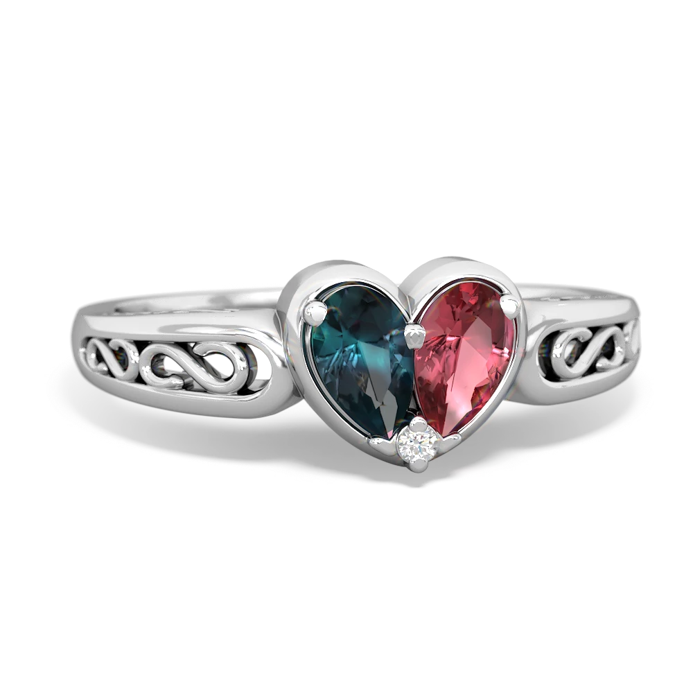 Alexandrite Filligree 'One Heart' 14K White Gold ring R5070