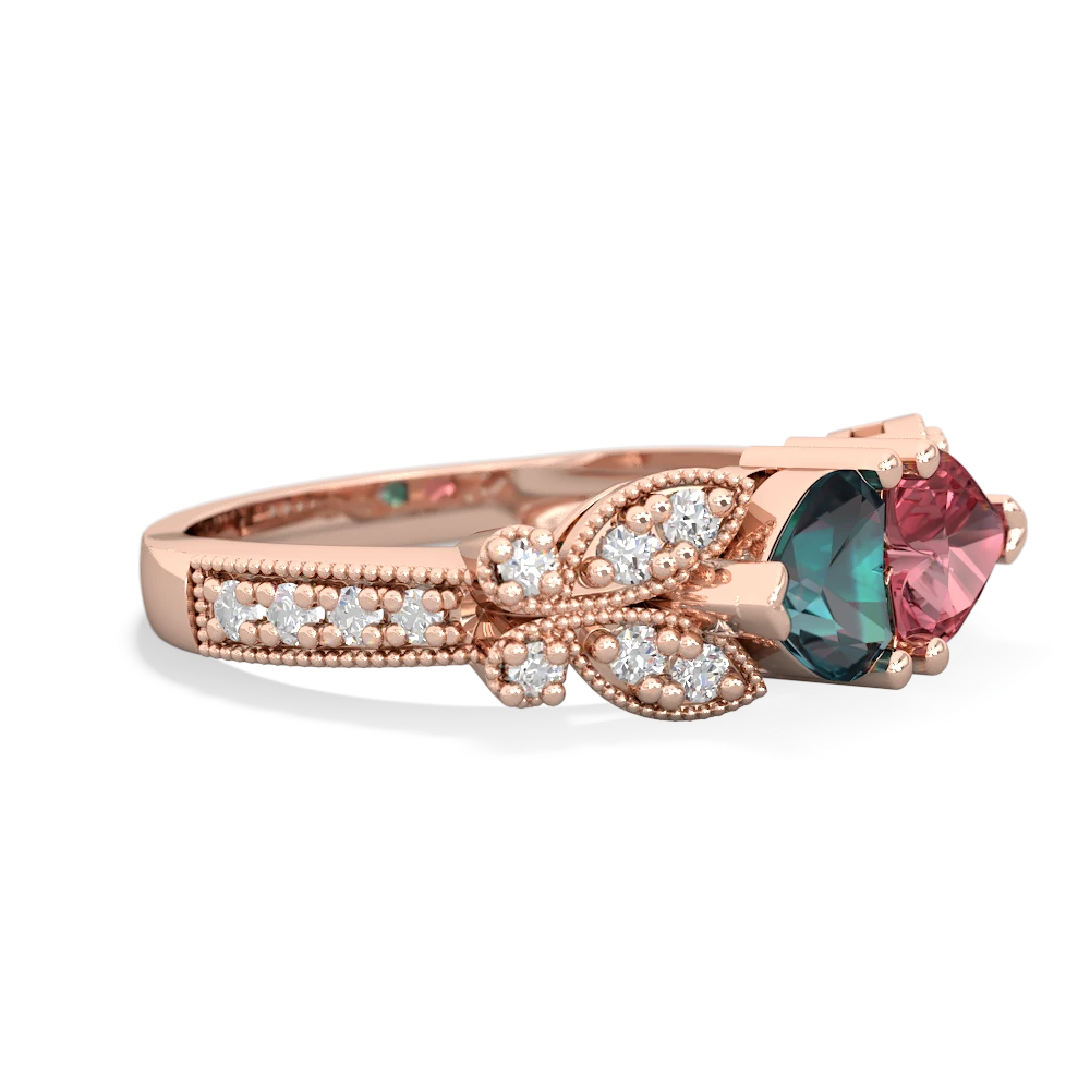 Alexandrite Diamond Butterflies 14K Rose Gold ring R5601