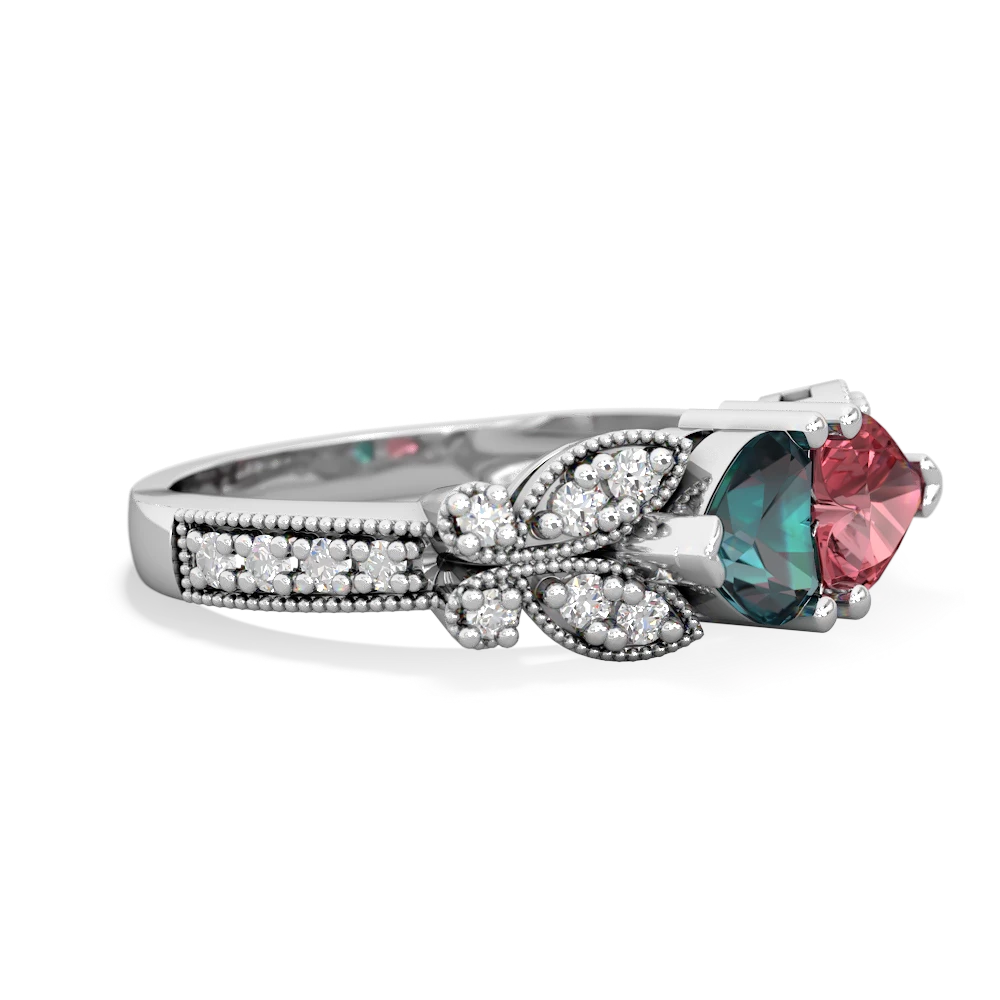 Alexandrite Diamond Butterflies 14K White Gold ring R5601