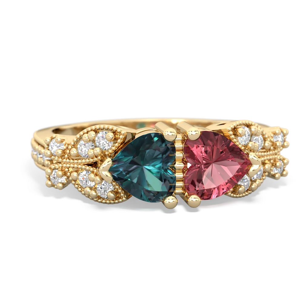 Alexandrite Diamond Butterflies 14K Yellow Gold ring R5601