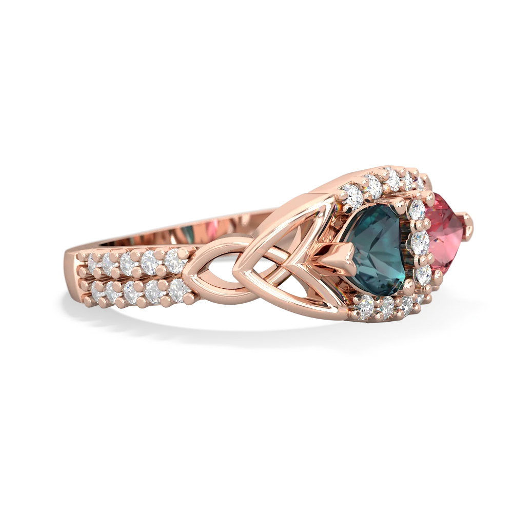 Alexandrite Sparkling Celtic Knot 14K Rose Gold ring R2645