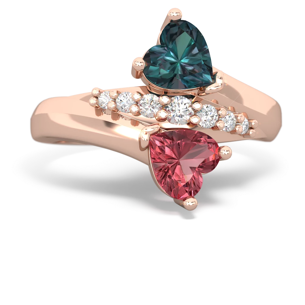 Alexandrite Heart To Heart 14K Rose Gold ring R2064