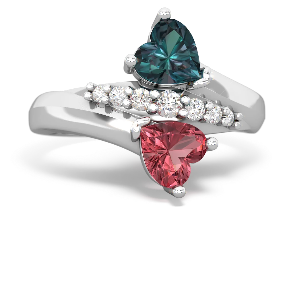 Alexandrite Heart To Heart 14K White Gold ring R2064