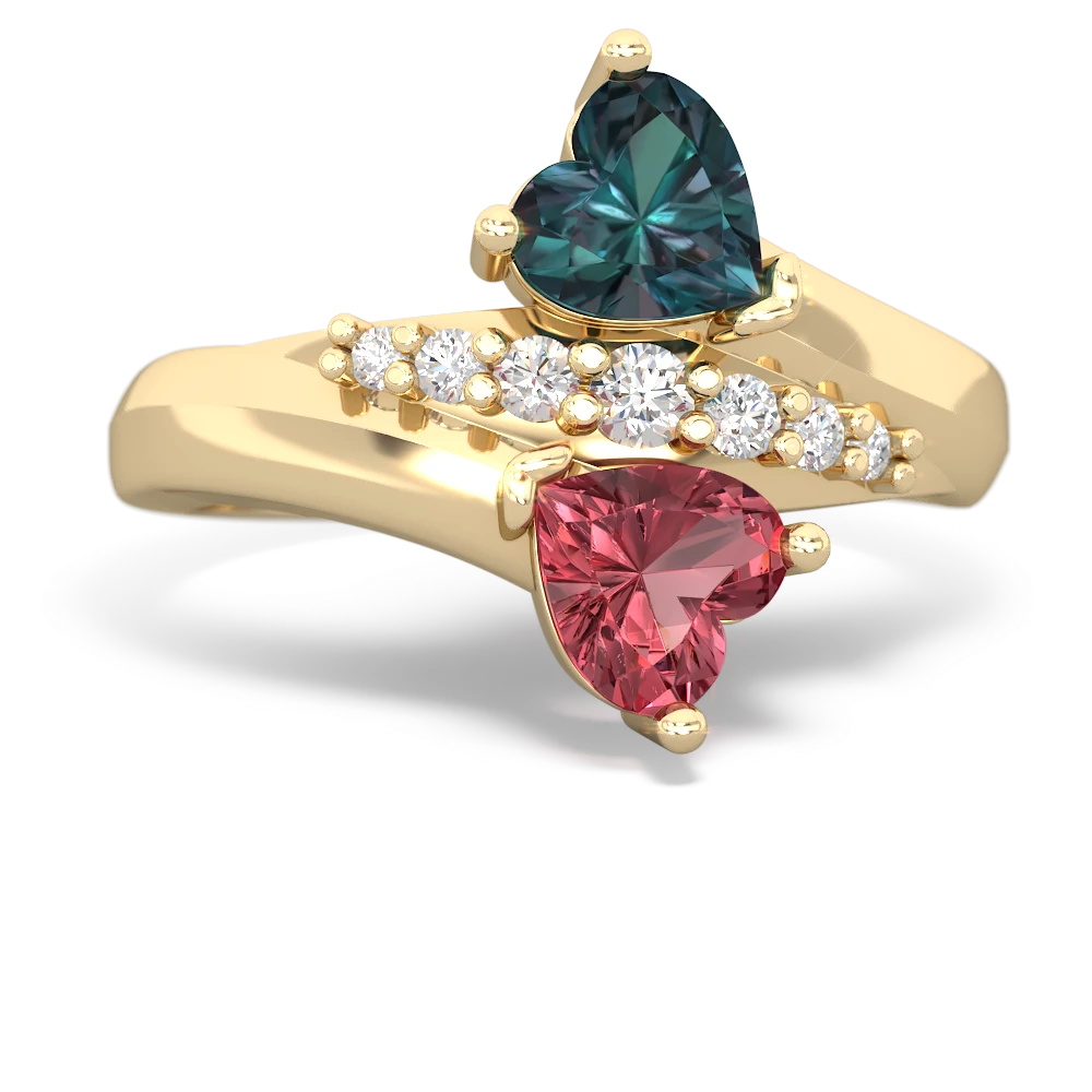 Alexandrite Heart To Heart 14K Yellow Gold ring R2064