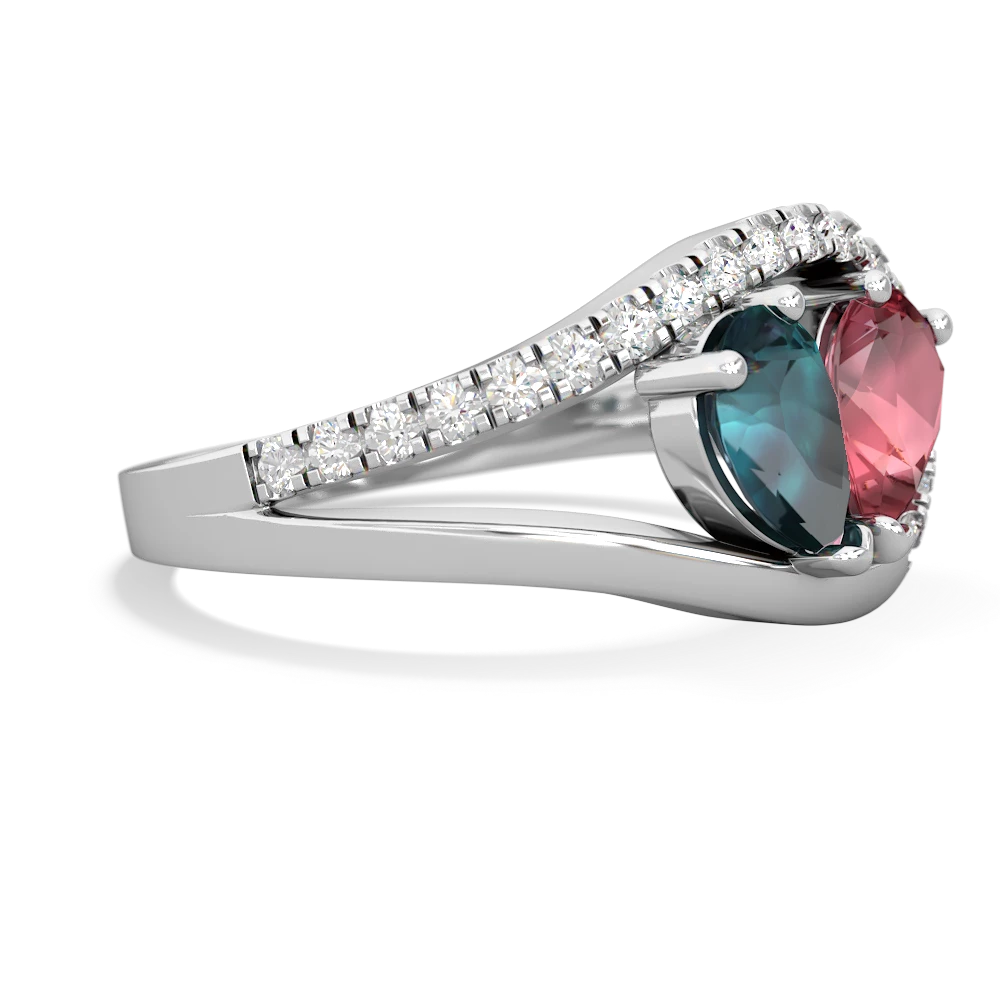 Alexandrite Nestled Heart Keepsake 14K White Gold ring R5650