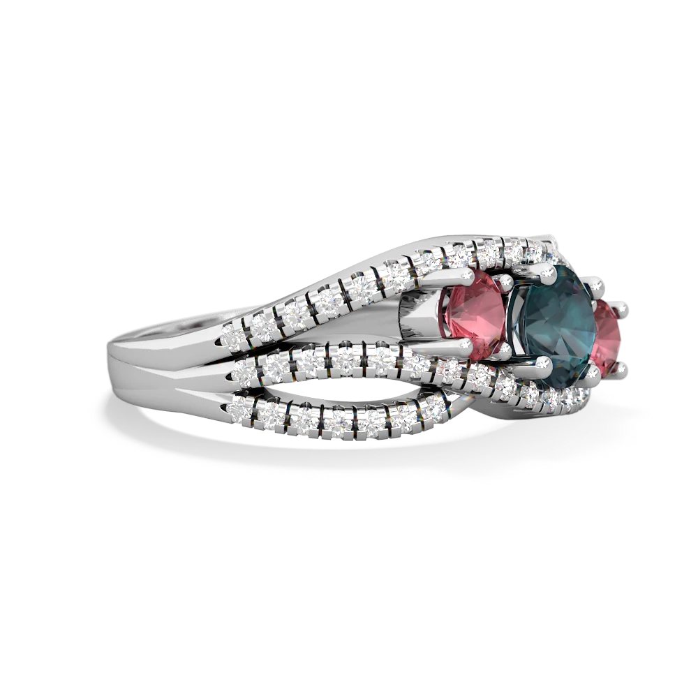 Alexandrite Three Stone Aurora 14K White Gold ring R3080