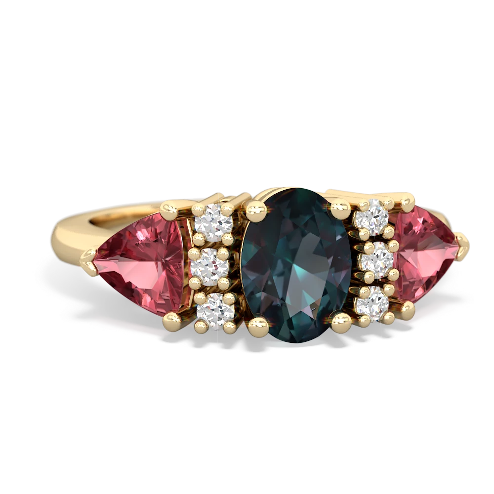 Alexandrite Antique Style Three Stone 14K Yellow Gold ring R2186