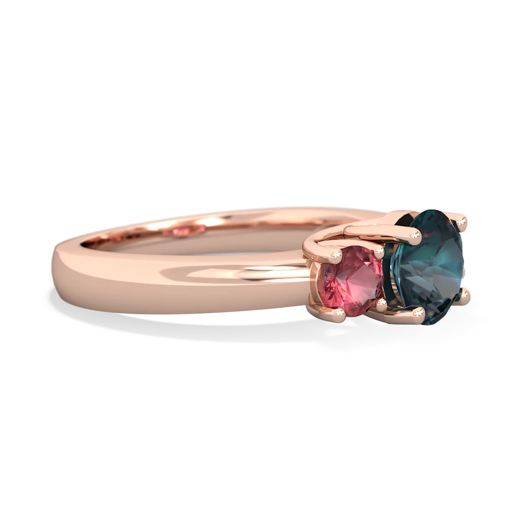 Alexandrite Three Stone Round Trellis 14K Rose Gold ring R4018