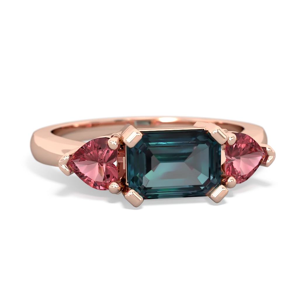 Alexandrite Three Stone 14K Rose Gold ring R5235