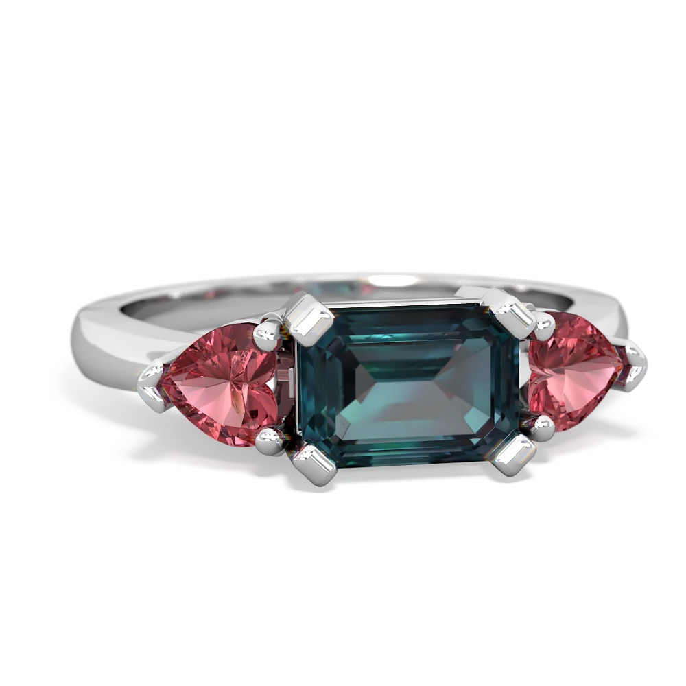 Alexandrite Three Stone 14K White Gold ring R5235