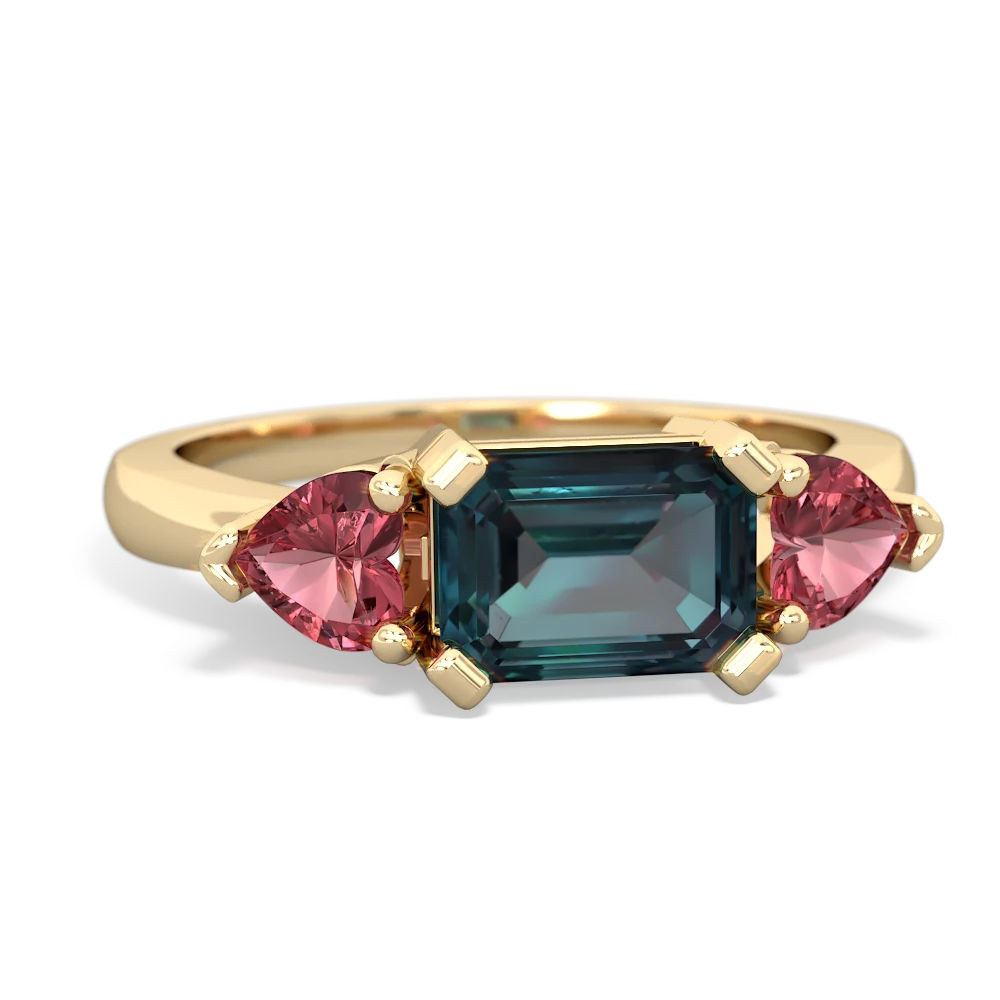 Alexandrite Three Stone 14K Yellow Gold ring R5235