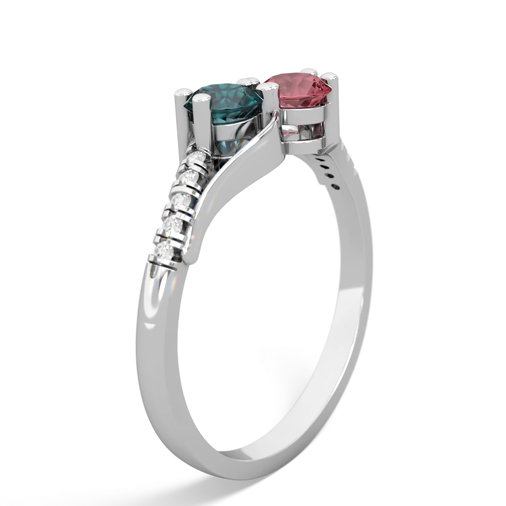 Alexandrite Infinity Pave Two Stone 14K White Gold ring R5285