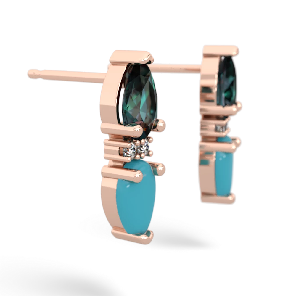 Alexandrite Bowtie Drop 14K Rose Gold earrings E0865