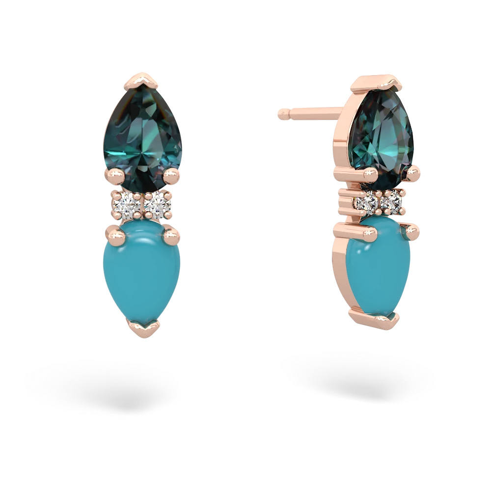 Alexandrite Bowtie Drop 14K Rose Gold earrings E0865