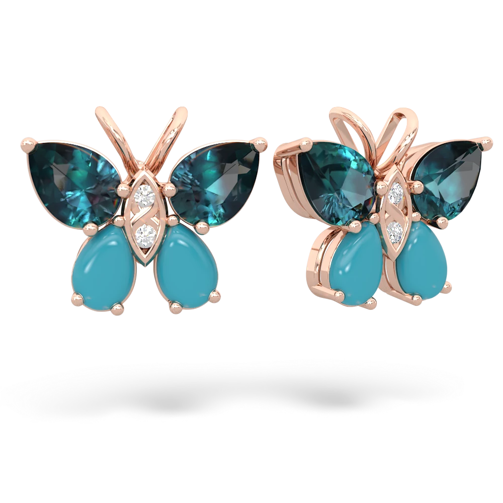 Alexandrite Butterfly 14K Rose Gold earrings E2215