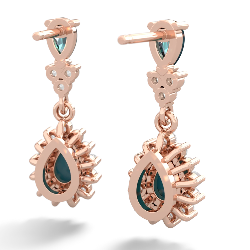 Alexandrite Halo Pear Dangle 14K Rose Gold earrings E1882