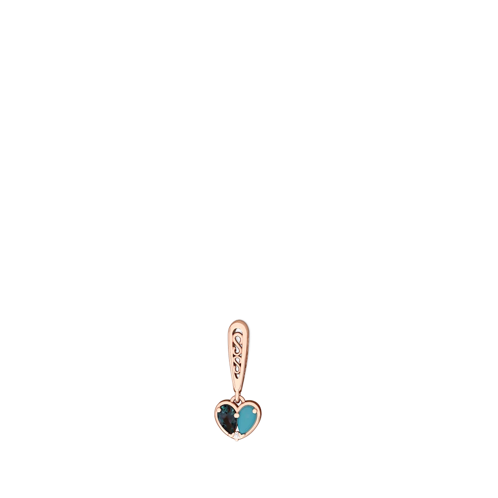 Alexandrite Filligree Heart 14K Rose Gold earrings E5070