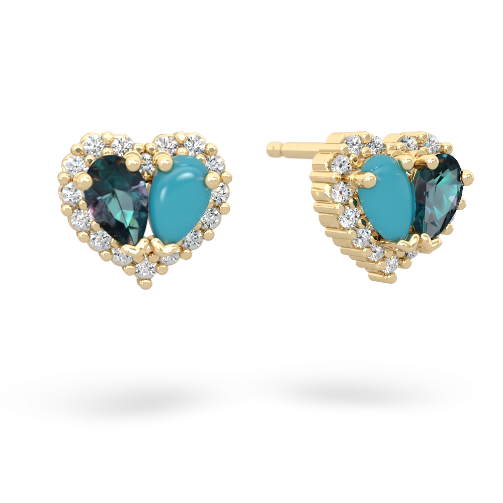 Alexandrite Halo 14K Yellow Gold earrings E7008