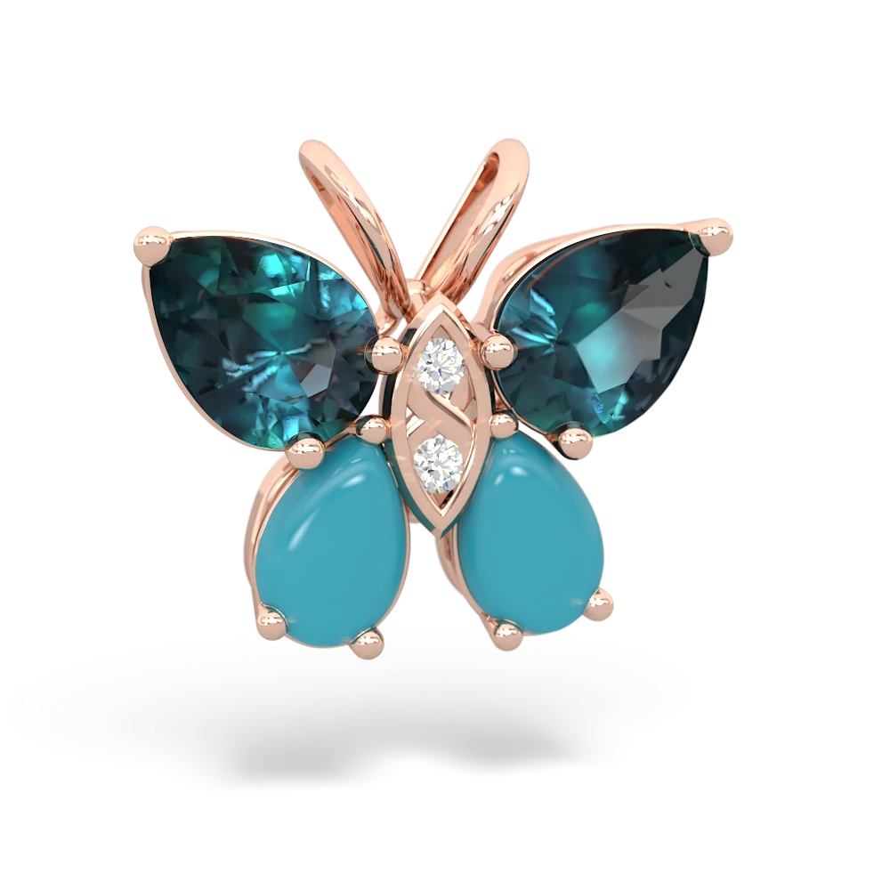 Alexandrite Butterfly 14K Rose Gold pendant P2215