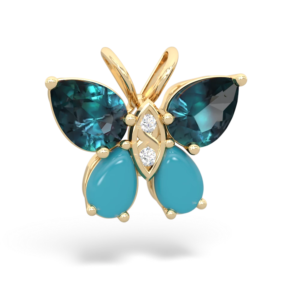 Alexandrite Butterfly 14K Yellow Gold pendant P2215