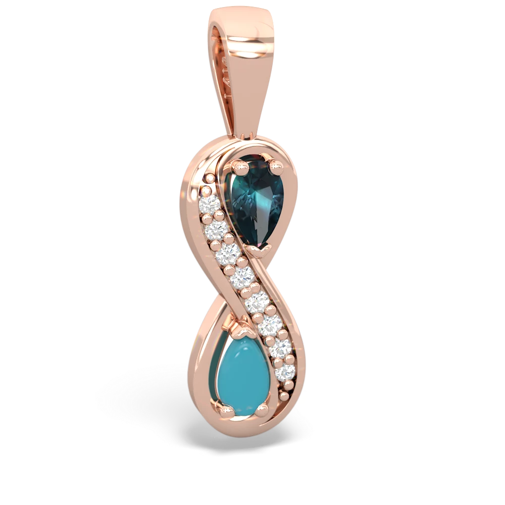 Alexandrite Diamond Infinity 14K Rose Gold pendant P5390