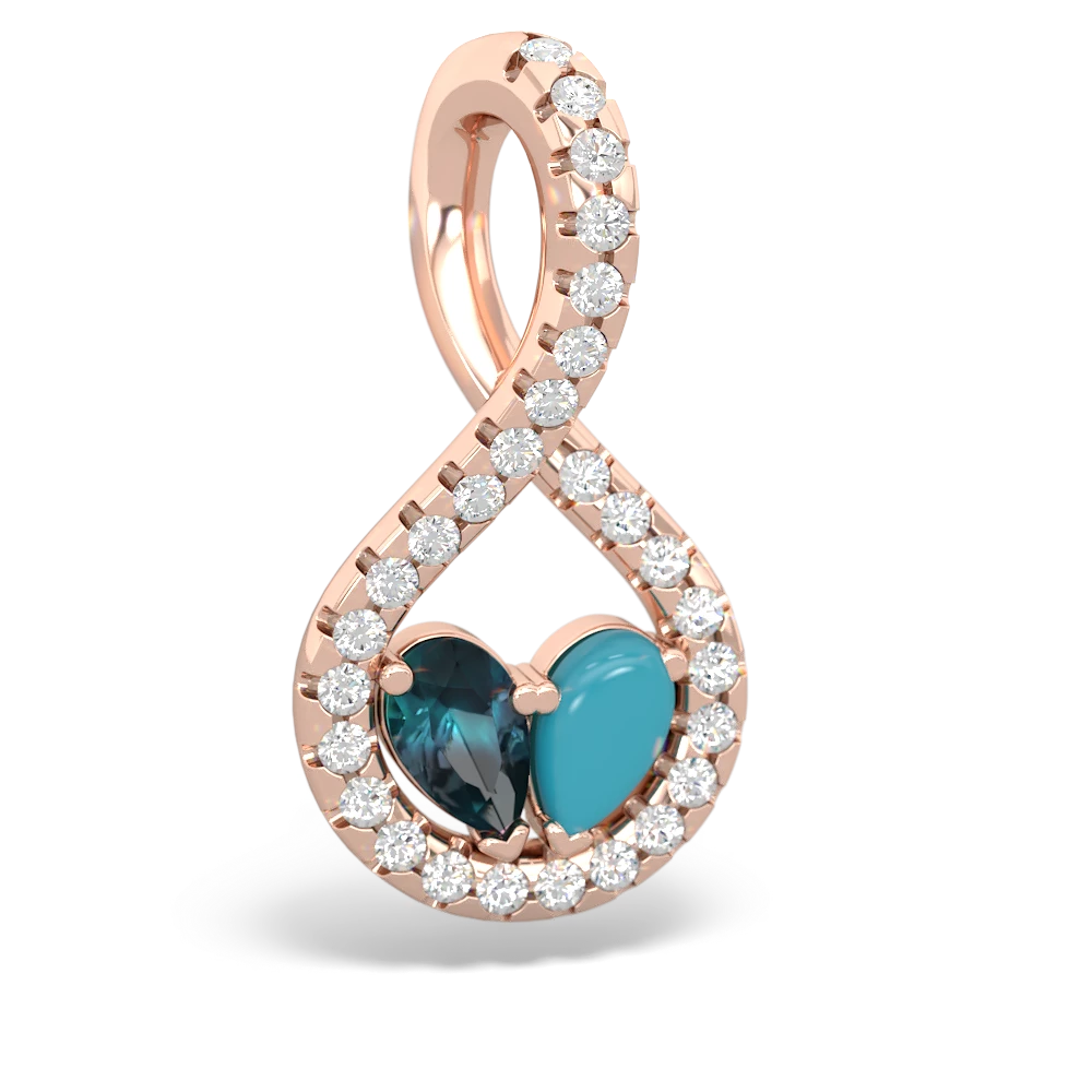 Alexandrite Pave Twist 'One Heart' 14K Rose Gold pendant P5360