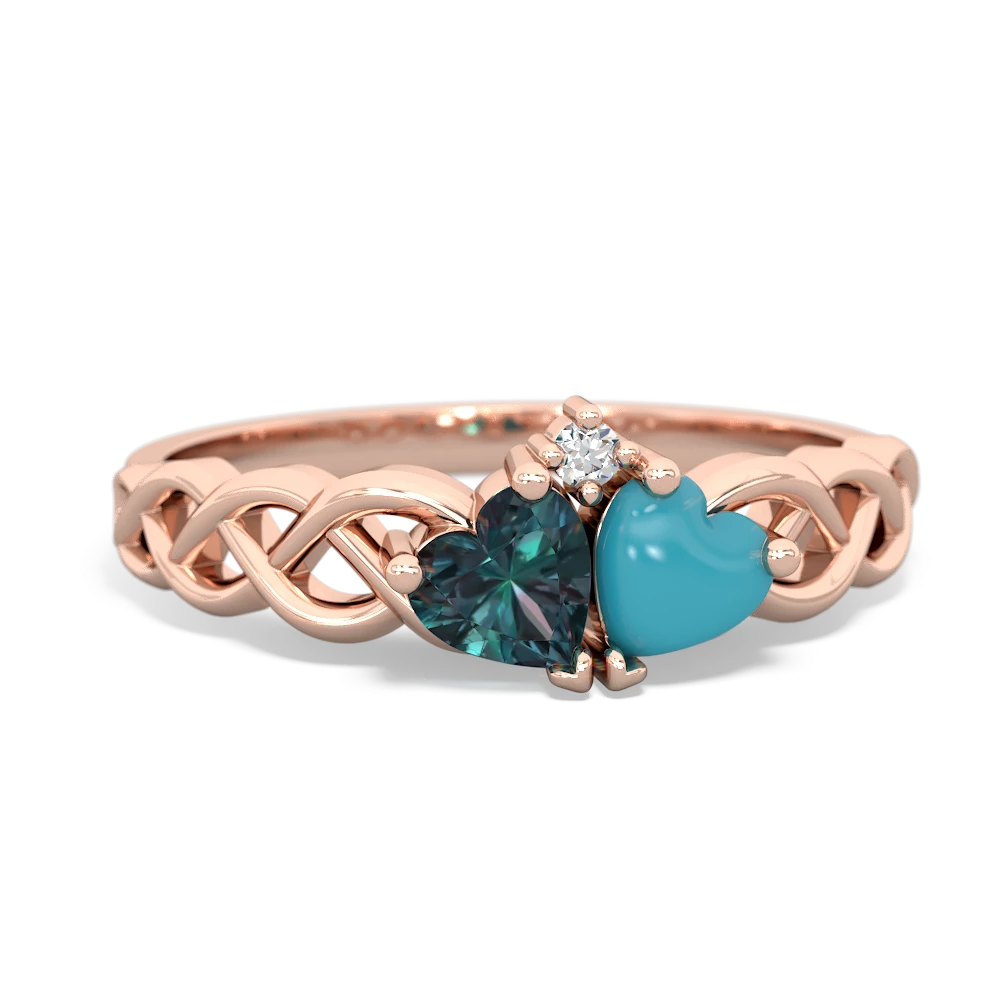 Alexandrite Heart To Heart Braid 14K Rose Gold ring R5870