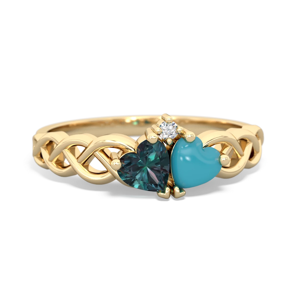 Alexandrite Heart To Heart Braid 14K Yellow Gold ring R5870