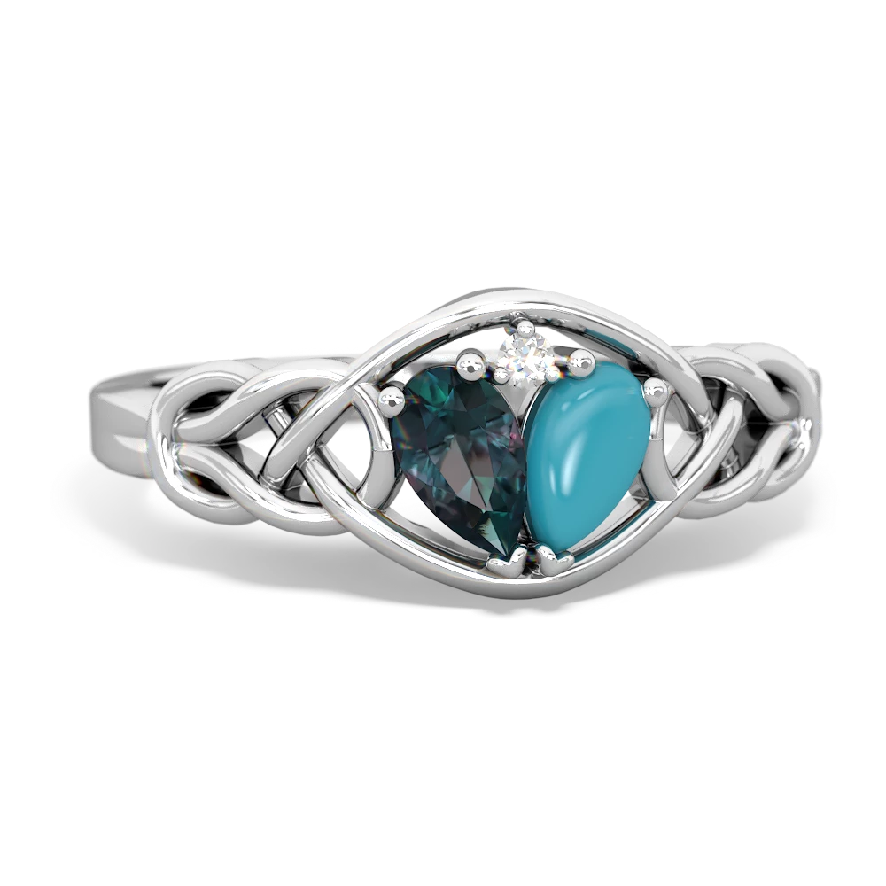 Alexandrite Celtic Love Knot 14K White Gold ring R5420