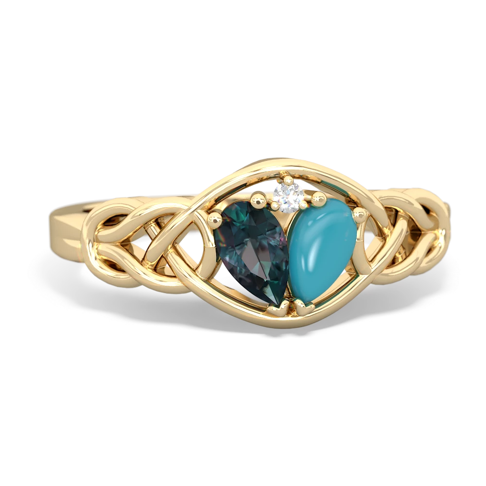 Alexandrite Celtic Love Knot 14K Yellow Gold ring R5420