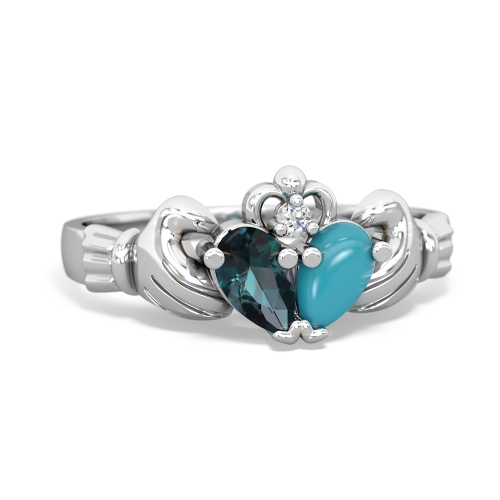 Alexandrite 'Our Heart' Claddagh 14K White Gold ring R2388