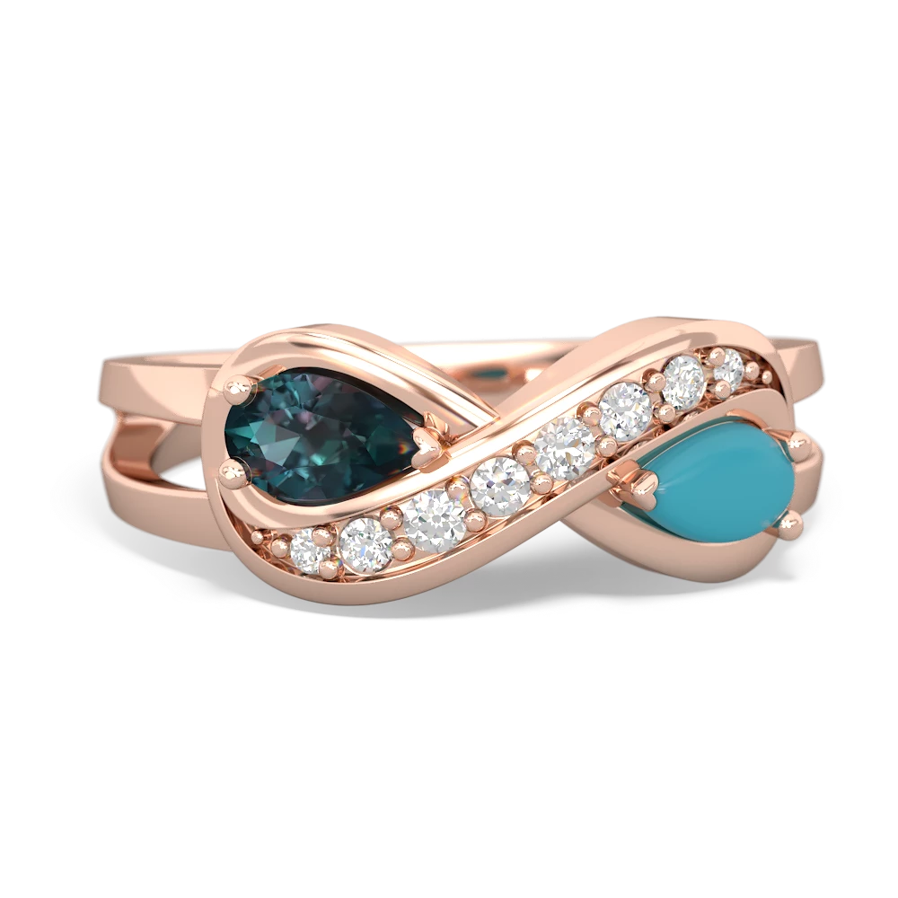 Alexandrite Diamond Infinity 14K Rose Gold ring R5390