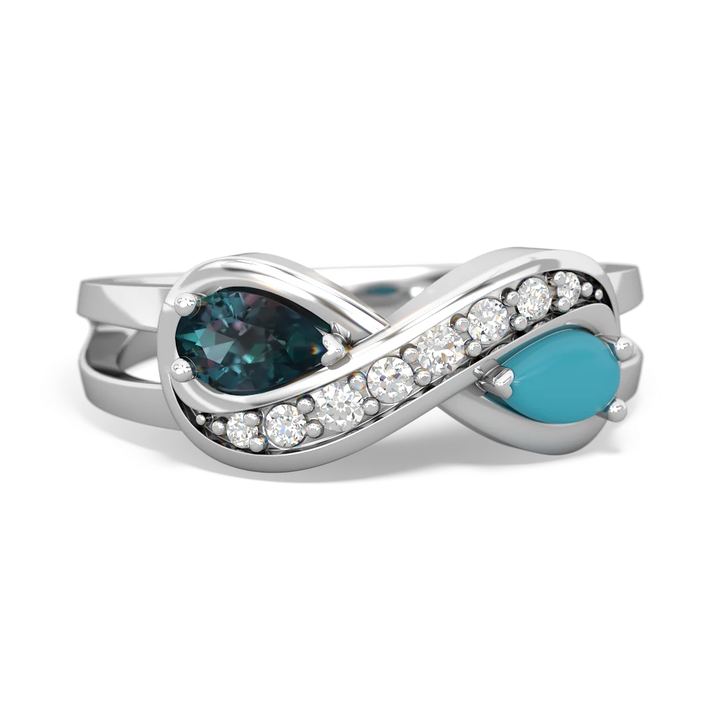 Alexandrite Diamond Infinity 14K White Gold ring R5390