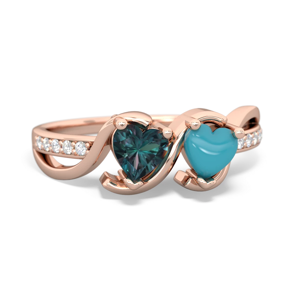 Alexandrite Side By Side 14K Rose Gold ring R3090