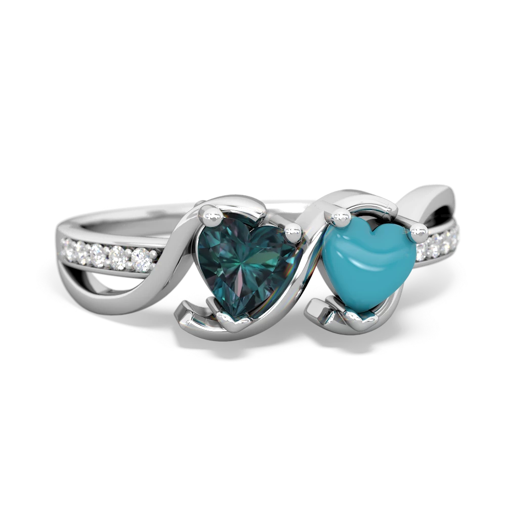 Alexandrite Side By Side 14K White Gold ring R3090