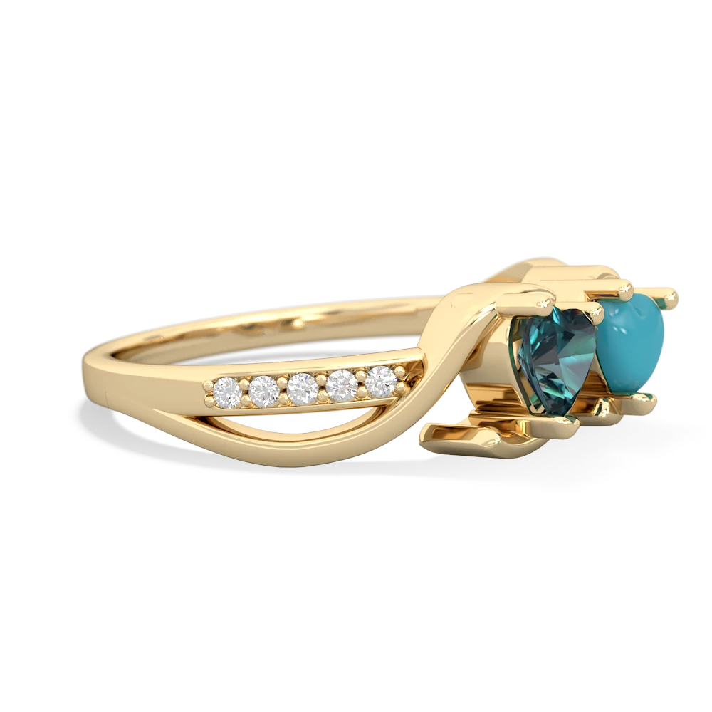 Alexandrite Side By Side 14K Yellow Gold ring R3090