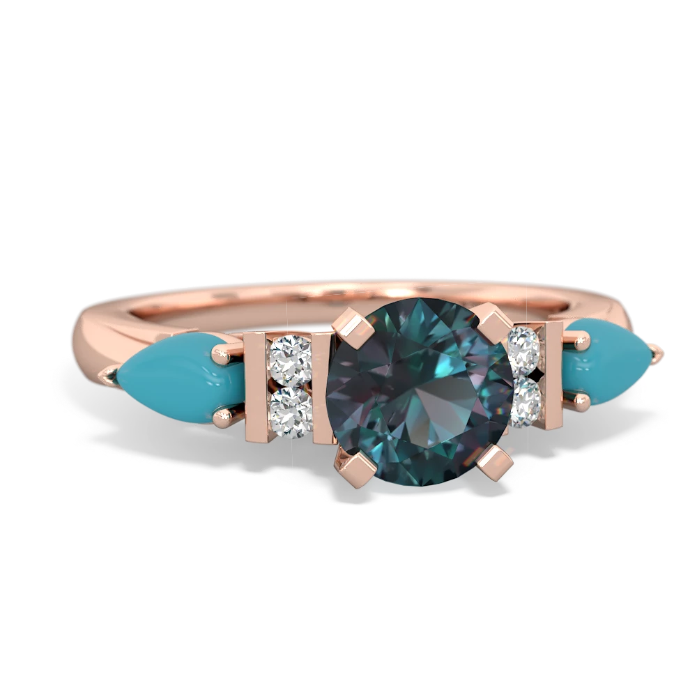 Alexandrite 6Mm Round Eternal Embrace Engagement 14K Rose Gold ring R2005