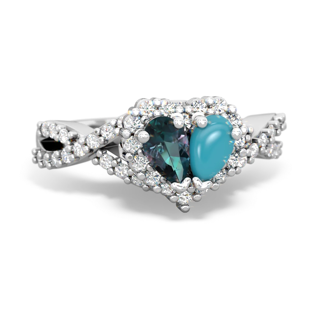 Alexandrite Diamond Twist 'One Heart' 14K White Gold ring R2640HRT