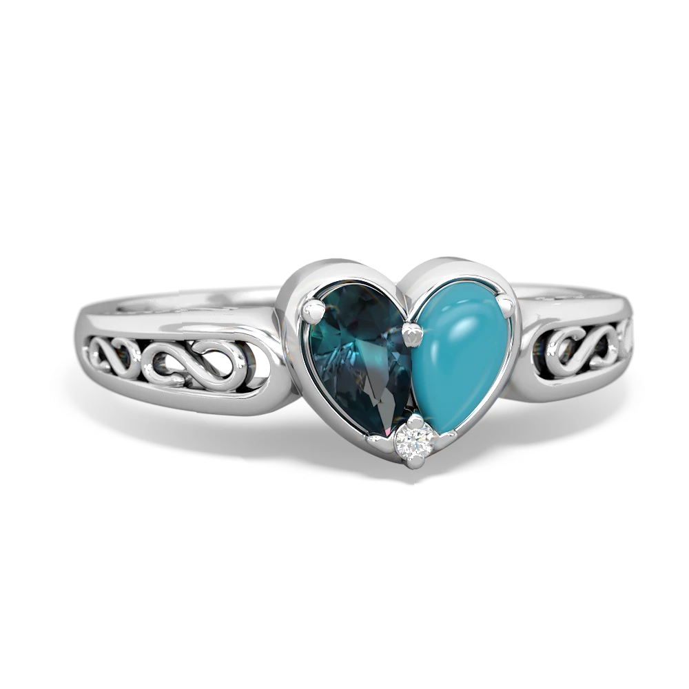 Alexandrite Filligree 'One Heart' 14K White Gold ring R5070