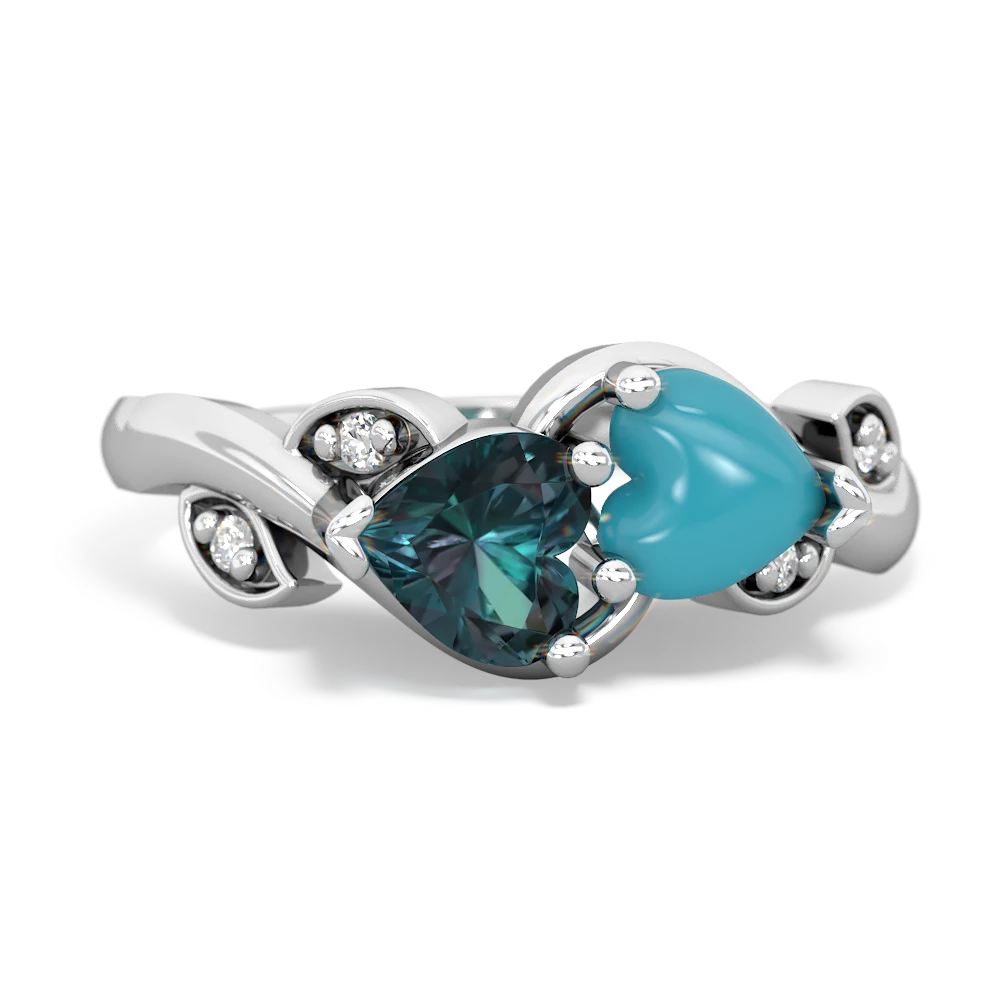 Alexandrite Floral Elegance 14K White Gold ring R5790