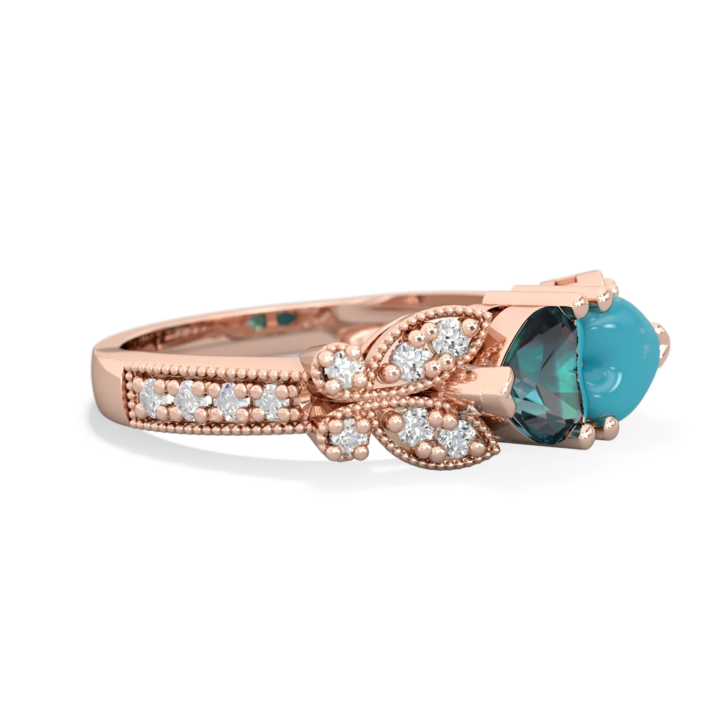 Alexandrite Diamond Butterflies 14K Rose Gold ring R5601