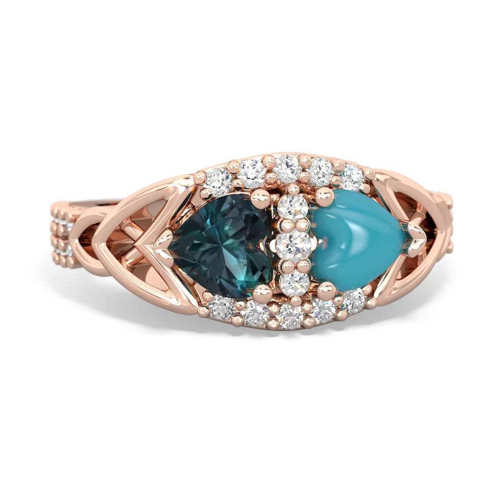 Alexandrite Sparkling Celtic Knot 14K Rose Gold ring R2645