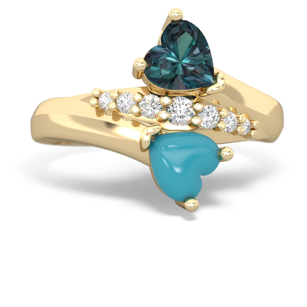 Alexandrite Heart To Heart 14K Yellow Gold ring R2064