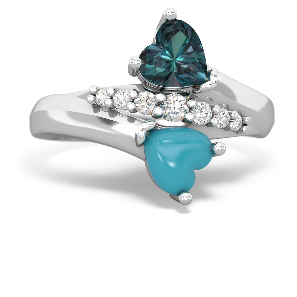 Alexandrite Heart To Heart 14K White Gold ring R2064